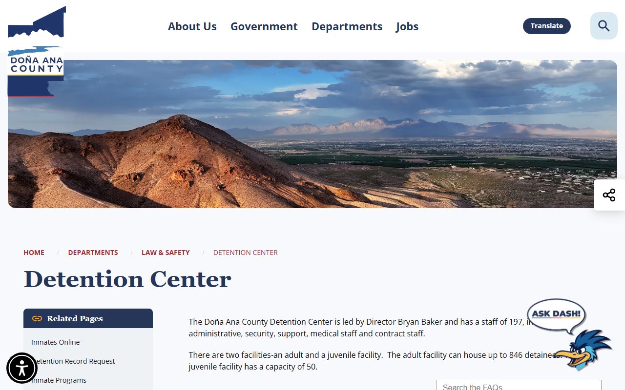 Do&ntilde;a Ana County Detention Center official overview page