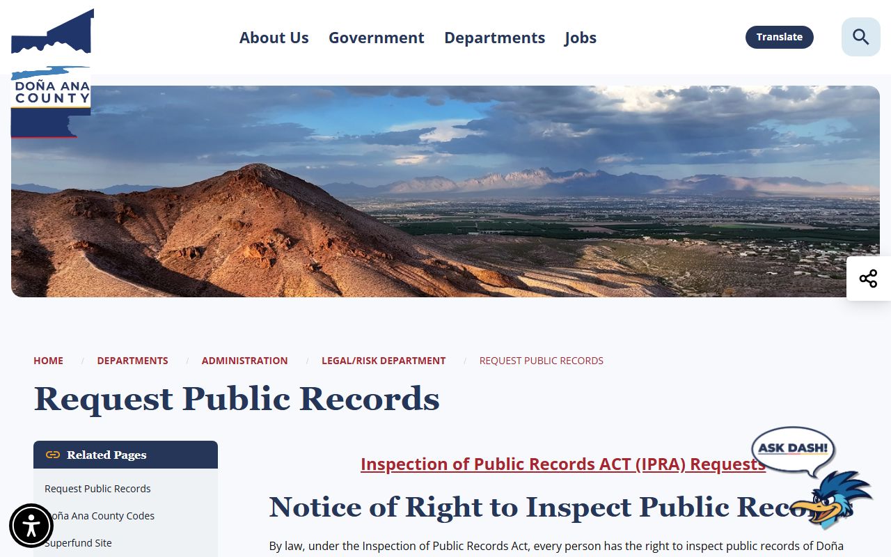 Doña Ana County jail mugshots public records request instructions