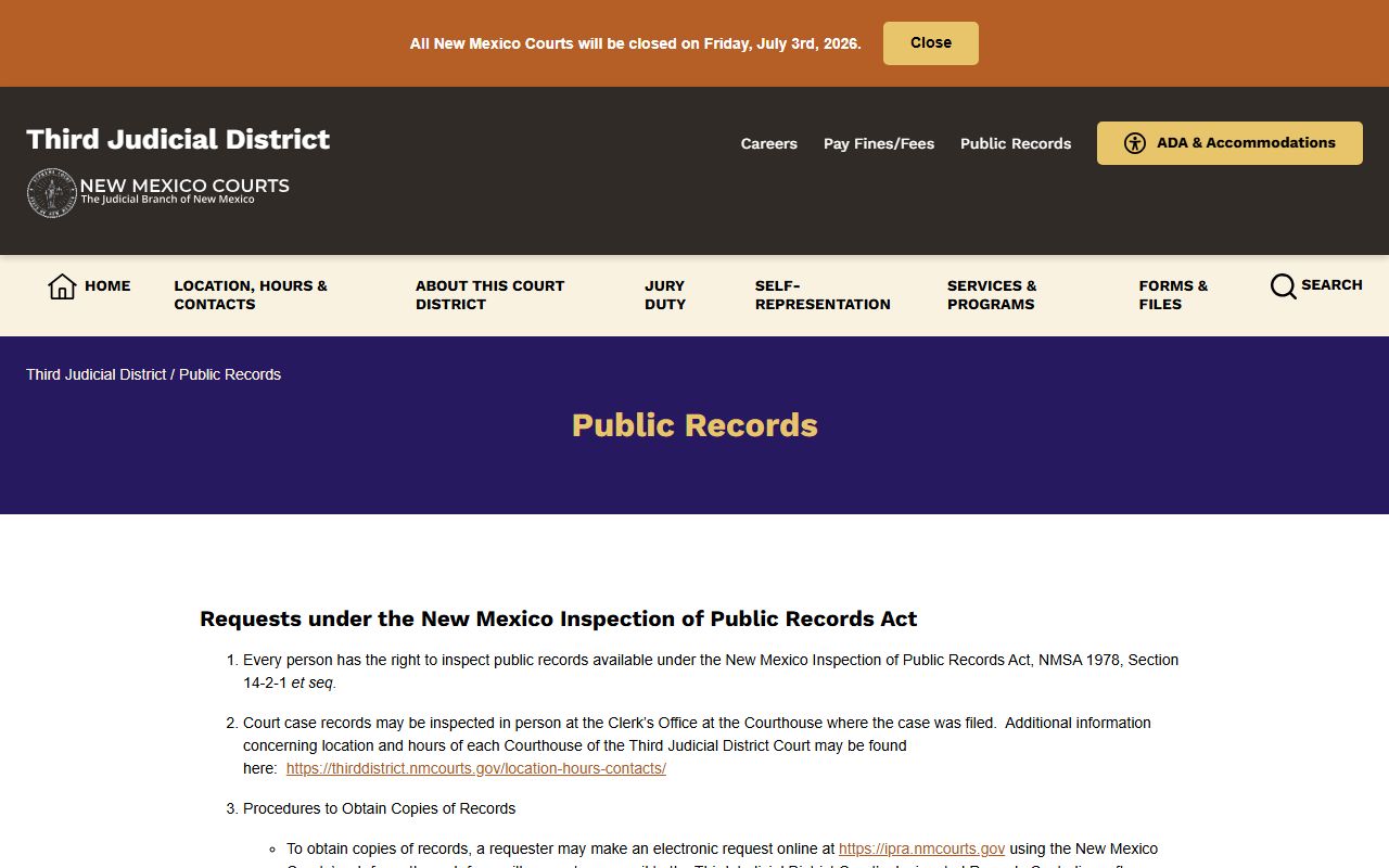 Doña Ana County court records after jail arrest public records request page
